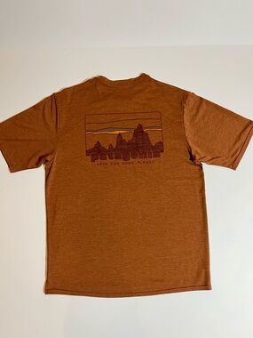 Patagonia Men’s Capeline Save Our Home Planet Logo Orange Short Sleeve Small